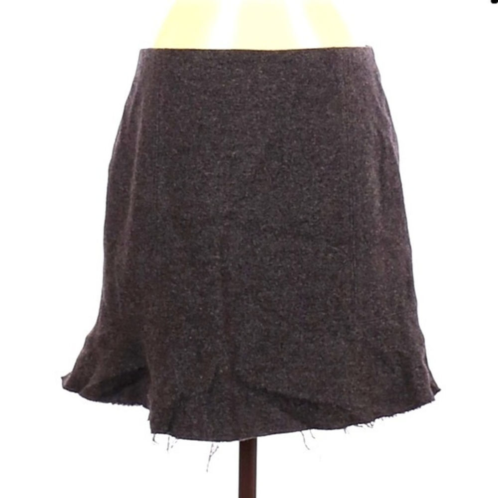 Madewell 4 dark grey wool blend raw hem lined‎ A line dark academia mini skirt